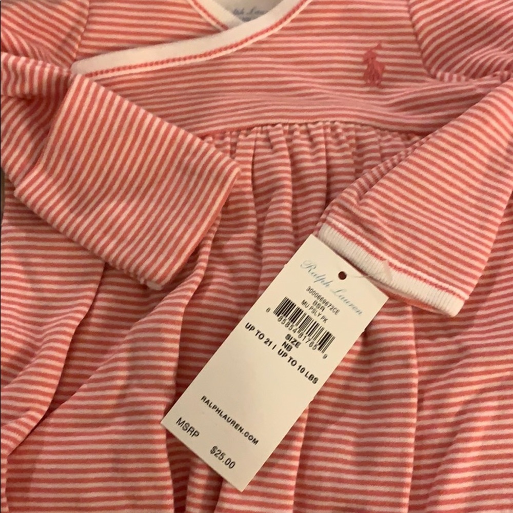 Ralph Lauren newborn Pink striped gown NEW - Picture 4 of 7